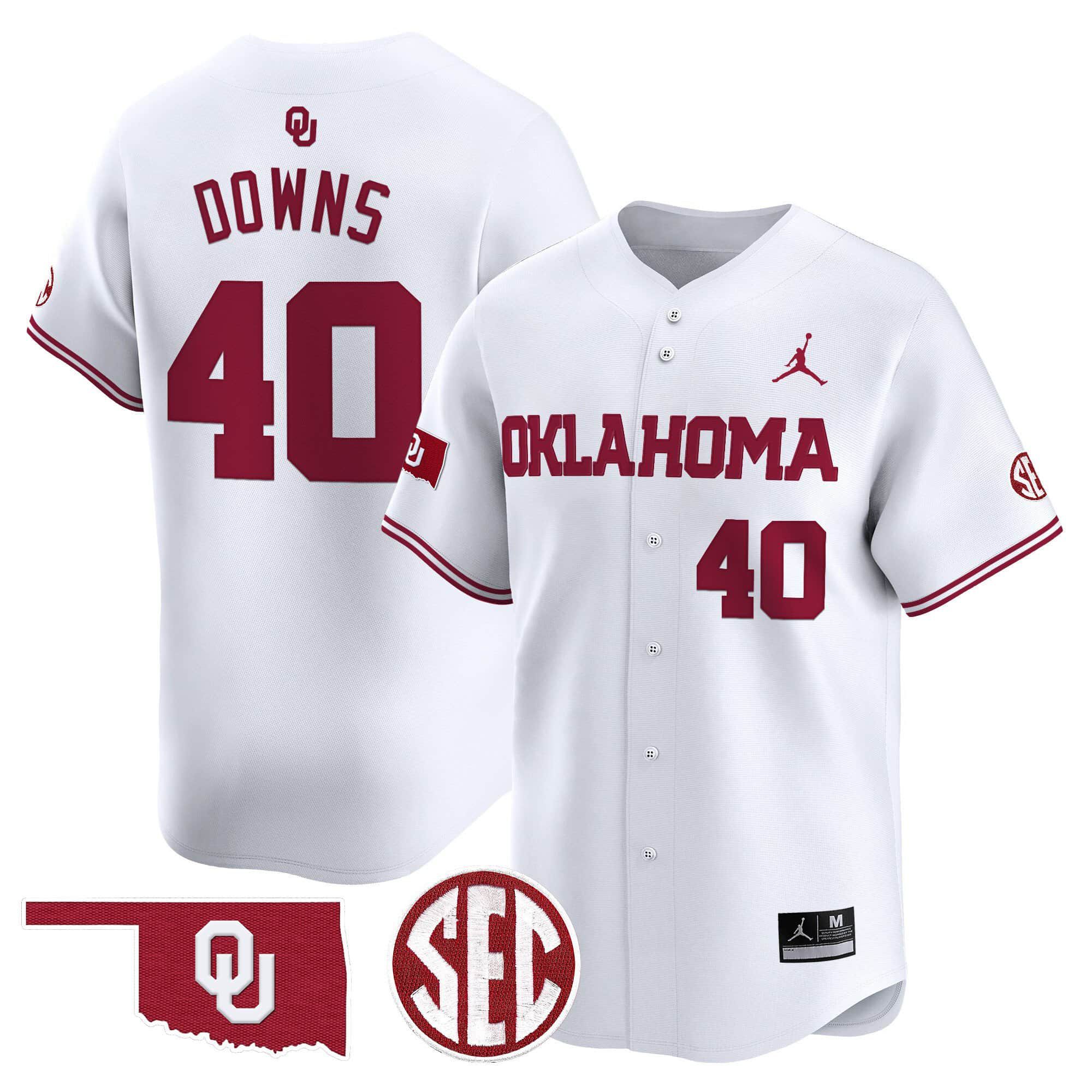 Men Oklahoma Sooners #40 Downs White 2024 Vapor Premier Limited NCAA Jersey